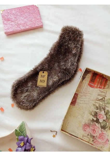 2 Çift Tüylü Kışlık Termal Patik Dikişsiz Çorap Erkek Kadın Ev-Parti Çorabı Sarı Kahverengi 36-41. modelleri