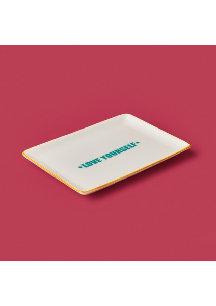 Kitchen Love Yourself Servis Tabağı - Yeşil / Sarı - 13X18 cm modelleri