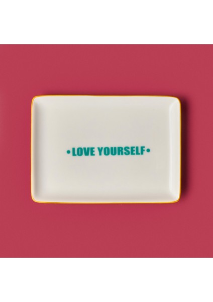 Kitchen Love Yourself Servis Tabağı - Yeşil / Sarı - 13X18 cm fırsatları