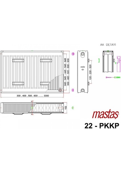 500X2000 Panel Radyatör Tip 22-Pkkp Beyaz