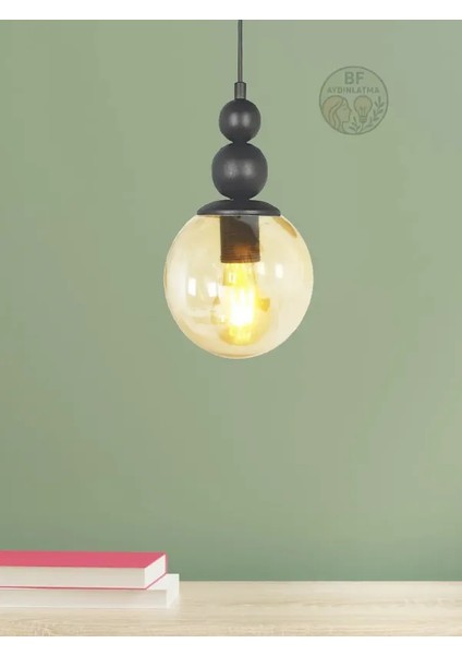 Pin Tekli Avize Siyah Bal Cam
