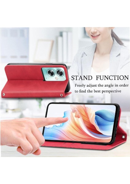 Oppo A2 5g Için Flip Case Deri Kılıf Darbeye Cüzdan Kapak Çevirin Basit (Yurt Dışından)