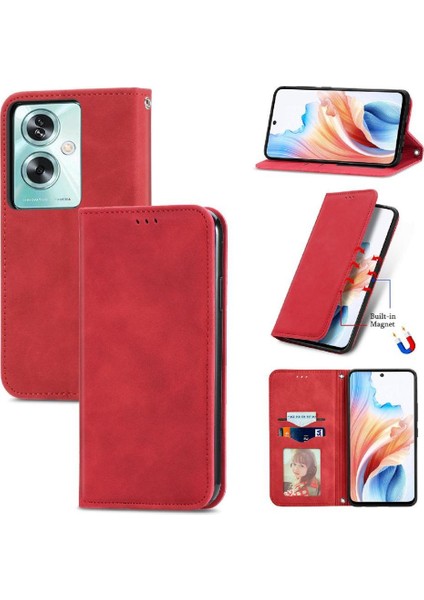 Oppo A2 5g Için Flip Case Deri Kılıf Darbeye Cüzdan Kapak Çevirin Basit (Yurt Dışından)