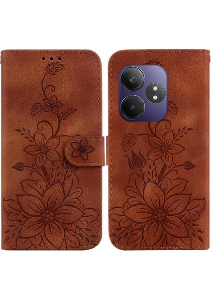 Realme Gt Neo6 Se Cüzdan Manyetik Kickstand Kabartmalı Zambak Için Flip Case (Yurt Dışından)