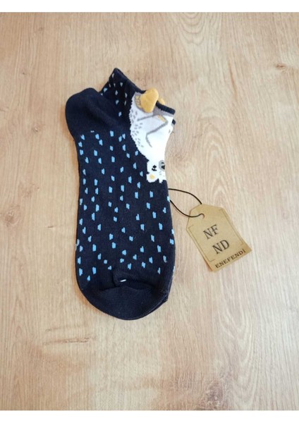 Kulaklı Pamuklu Lacivert Patik Çorap Desenli Çorabı 36-40 fiyatları