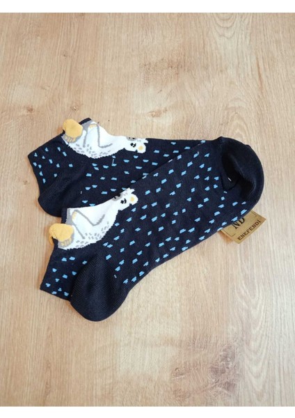 Kulaklı Pamuklu Lacivert Patik Çorap Desenli Çorabı 36-40 modelleri