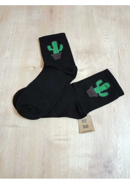 Dikişsiz Kaktüs Desenli Pamuklu Yumuşak Çorap Kaktüslü Arakonç Kadın Gri Soket Çorabı 36-40 fiyatları