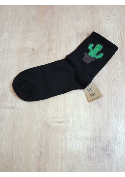 Dikişsiz Kaktüs Desenli Pamuklu Yumuşak Çorap Kaktüslü Arakonç Kadın Gri Soket Çorabı 36-40 modelleri