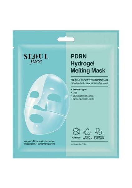 Seoul Face Pdrn Hydrojel Melting Maske Derin Nemlendirici Cilt Onarıcı Şeffaf Jel Maske 34 gr