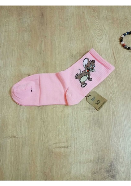 Jerry Hayvan Desenli Pamuklu Çorap Arakonç Kadın Pembe Soket Dikişsiz Çorap 36-40 modelleri