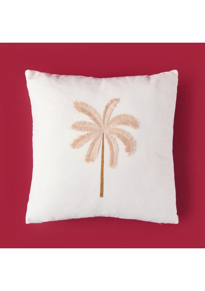 Soft Palm Breeze Nakışlı Kırlent - Ekru - 45X45 cm