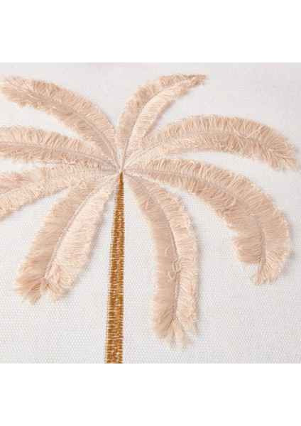 Soft Palm Breeze Nakışlı Kırlent - Ekru - 45X45 cm