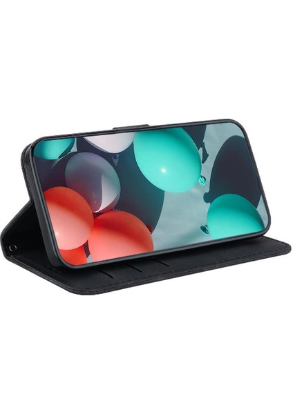 Realme Gt 6 Flip Folio Kapak Için Telefon Kılıfı Kabartmalı Desen Cüzdan Pu (Yurt Dışından)
