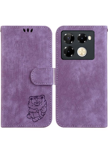 Infinix Not 40 Pro Artı Kabartmalı Sevimli Kaplan Flip Folio Kart Için Kılıf (Yurt Dışından)