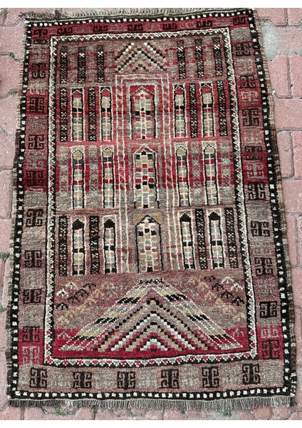 85X127 cm El Yapımı Nostalji Türk Kilimi Eşsiz Motif Yün Kilim
