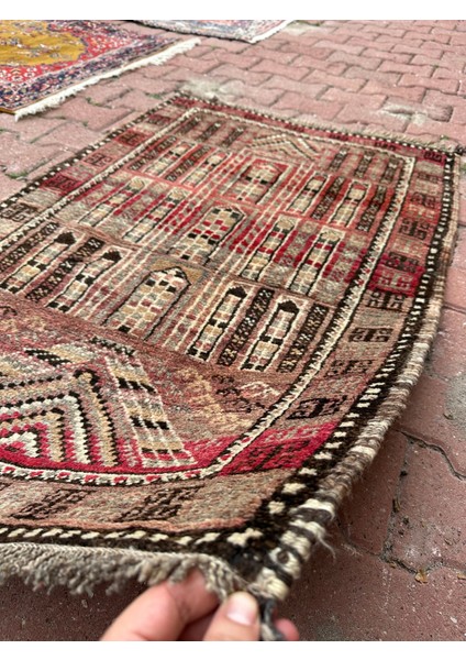 85X127 cm El Yapımı Nostalji Türk Kilimi Eşsiz Motif Yün Kilim