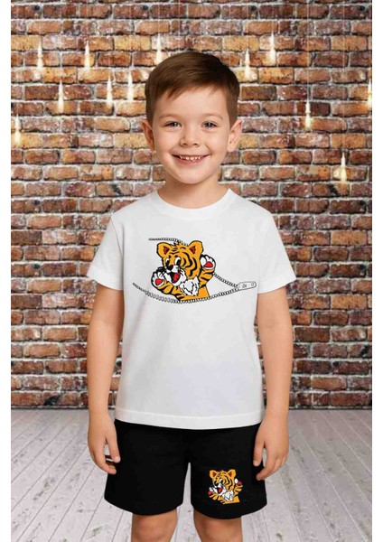 Bisiklet Yaka Erkek Çocuk Takımı ve Kız Çocuk Takımı Pamuklu T-Shirt ve Şort, Yazlık Konforlu Takım