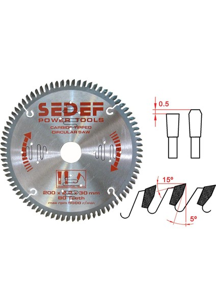 200X30-25-20X2.8X2.4 mm 80 Diş Trapez Pozitif Diş Testere