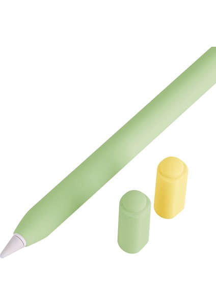 Apple Pencil (Usb-C) Için 2 Uç Kapağına Sahip Silikon Kılıf, Düşmeye Karşı Dayanıklı Kalem Koruyucu Kılıf-Matcha Yeşili (Yurt Dışından)