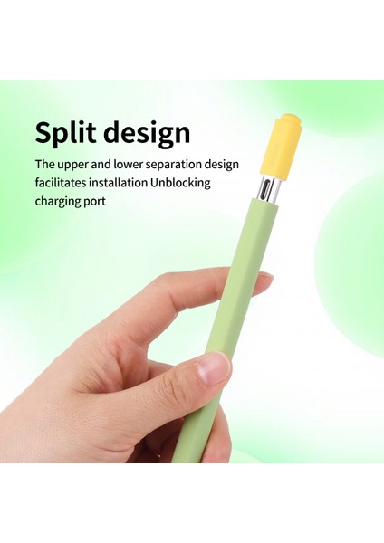 Apple Pencil (Usb-C) Için 2 Uç Kapağına Sahip Silikon Kılıf, Düşmeye Karşı Dayanıklı Kalem Koruyucu Kılıf-Matcha Yeşili (Yurt Dışından)