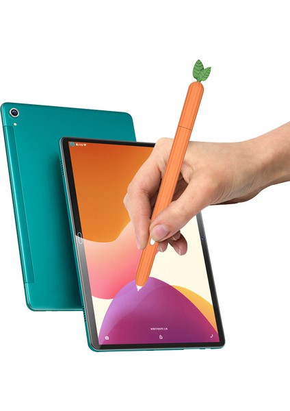 Samsung Galaxy Tab S7 T870 Silikon Stylus Kalem Tutucu Sebze Tarzı Kaymaz Kol Deri Cep Kapağı-Kırmızı (Yurt Dışından)