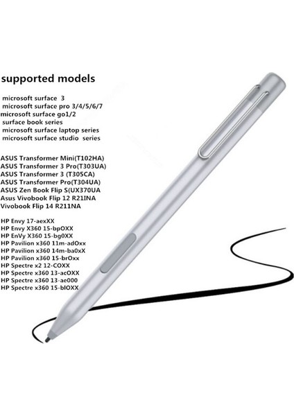 Microsoft Surface 3/surface Go 2/1/surface Go Pro 7/6/5/4/3/surface Book Go Active Stylus Kalem Yüksek Hassasiyetli Uç Kalem-Siyah (Yurt Dışından)
