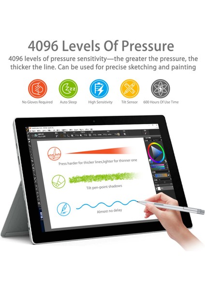 Microsoft Surface 3/surface Go 2/1/surface Go Pro 7/6/5/4/3/surface Book Go Active Stylus Kalem Yüksek Hassasiyetli Uç Kalem-Siyah (Yurt Dışından)