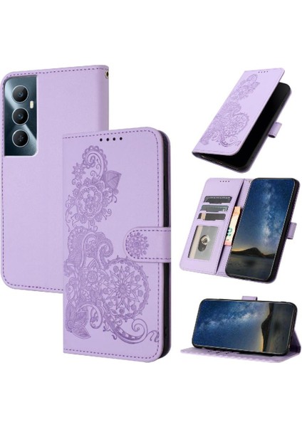Kart Yuvası ile Realme C65 Için Flip Case Standı Flip Folio Kitap Pu Deri (Yurt Dışından)