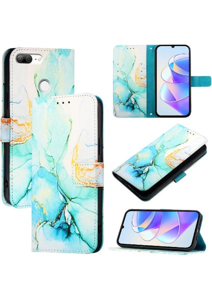 Onur 9 Lite Mermer Desen Kickstand Pu Deri Cüzdan Için Kılıf (Yurt Dışından)