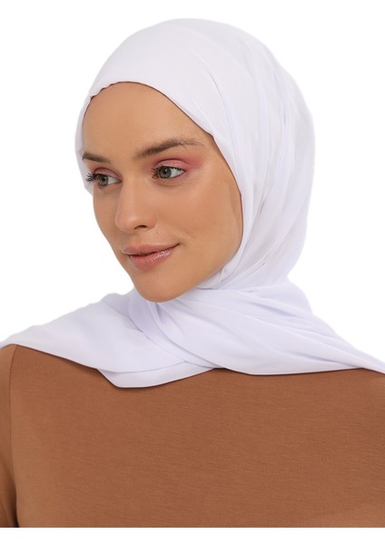 Hazır Pratik Lüks Geçmeli Lastikli Boneli Şifon Şal-Beyaz indirimleri