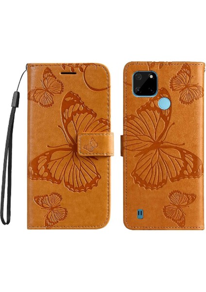 Kart Yuvası Standı ile Realme C21Y Flip Kickstand Pu Deri Için Flip Case (Yurt Dışından)