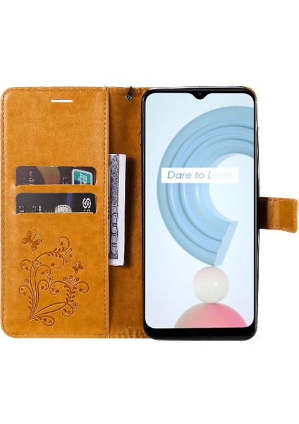 Kart Yuvası Standı ile Realme C21Y Flip Kickstand Pu Deri Için Flip Case (Yurt Dışından) modelleri