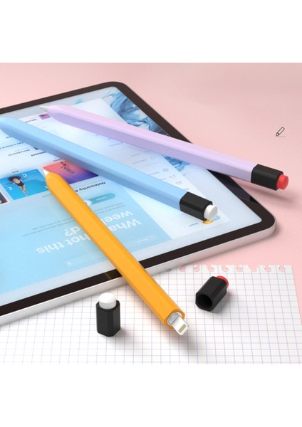 Apple Pencil (1. Nesil) Koruyucu Kılıf Çizilmeye Dayanıklı Silikon Stylus Kalem Kılıfı-Sarı (Yurt Dışından)