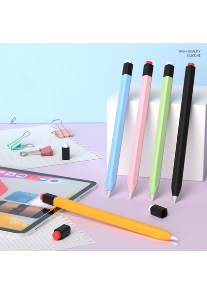 Apple Pencil (1. Nesil) Koruyucu Kılıf Çizilmeye Dayanıklı Silikon Stylus Kalem Kılıfı-Sarı (Yurt Dışından)