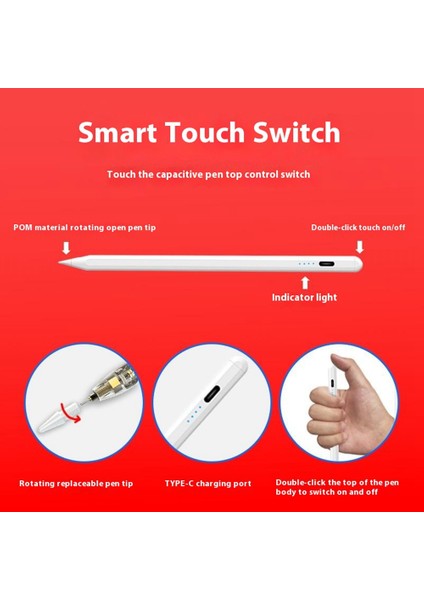 iPad Os 12.2+ (2018 ve Sonrası) Için Avuç Içi Reddetme Özellikli 4-Led Kalem, Manyetik Bağlantı (Yurt Dışından) indirimleri