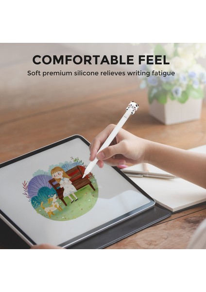 Ahastyle PT129-1 Apple Pencil (1. Nesil) Stylus Kalem Kapağı Karikatür Hayvan Silikon Koruyucu Kılıf-Beyaz Inek (Yurt Dışından) modelleri
