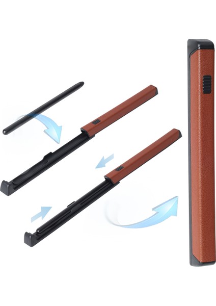 Gkk Samsung Galaxy Z Fold5 5g/z Fold4 5g/z Fold3 5g Kapasitör Kalem Kılıfı Manyetik Koruyucu Kapak (Kalem Yok)-Kahverengi (Yurt Dışından)