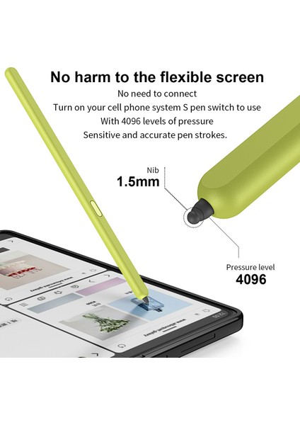Samsung Galaxy Z Fold6 5g/z Fold5 5g Stylus Yedek Elektromanyetik Kalem (Bluetooth Uyumlu Değil)-Sarı (Yurt Dışından)