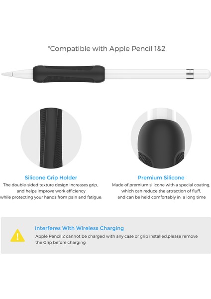 Apple Pencil Pro/kalem (1. Nesil)/(2. Nesil) Stylus Kalem Kılıfı Tutacağı Için 3 Adet Silikon Kılıf-Siyah+Mavi+Beyaz (Yurt Dışından)
