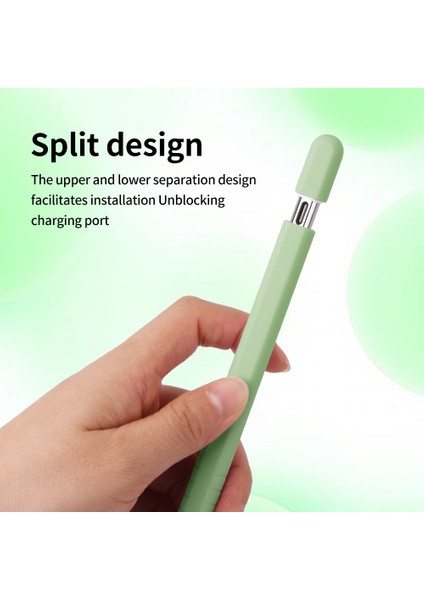 Apple Pencil (Usb-C) Silikon Kılıf Düşme Önleyici Kalem Koruyucu Kılıf ve Uç Kapağı-Matcha Yeşili (Yurt Dışından)