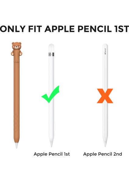 Ahastyle PT129-1 Apple Pencil (1. Nesil) Stylus Kalem Kapağı Karikatür Hayvan Silikon Koruyucu Kılıf-Kahverengi Ayı (Yurt Dışından) fiyatları