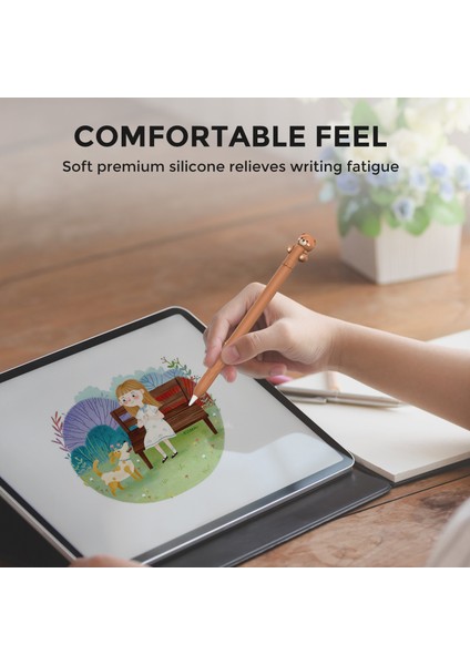 Ahastyle PT129-1 Apple Pencil (1. Nesil) Stylus Kalem Kapağı Karikatür Hayvan Silikon Koruyucu Kılıf-Kahverengi Ayı (Yurt Dışından) modelleri