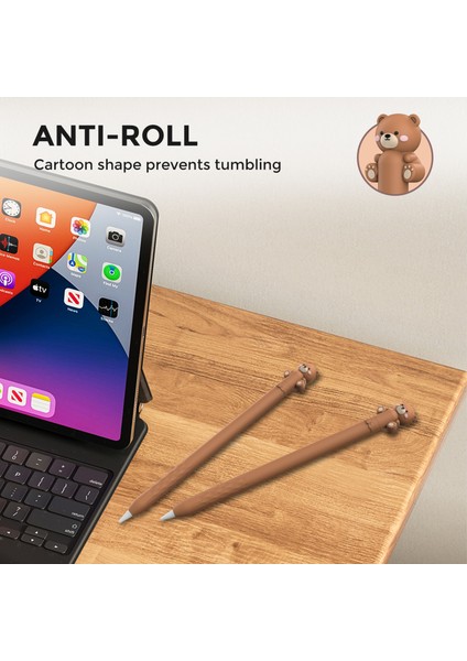 Ahastyle PT129-1 Apple Pencil (1. Nesil) Stylus Kalem Kapağı Karikatür Hayvan Silikon Koruyucu Kılıf-Kahverengi Ayı (Yurt Dışından) indirimleri