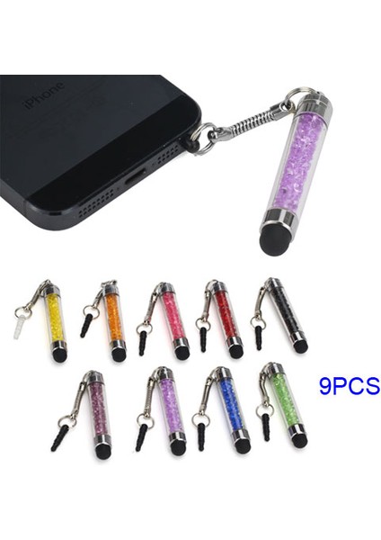 9 Adet Yapay Elmas Işlemeli Kapasitif Kalem Dokunmatik Kalem iPhone 5 iPad Mini iPad 4 Samsung Nokia Htc Için (Yurt Dışından)