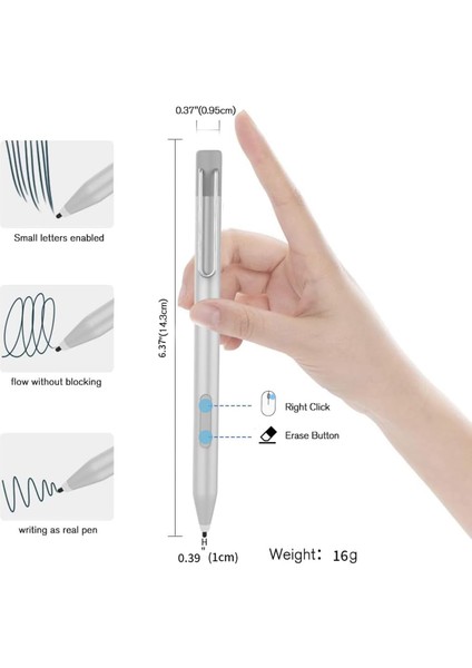 P303 Microsoft Surface Pro 4/5/6/go 2 Kalem Yüksek Hassasiyetli 1024 Basınç Seviyesi Çizim Yazma Aktif Kapasitif Kalem-Siyah (Yurt Dışından) modelleri