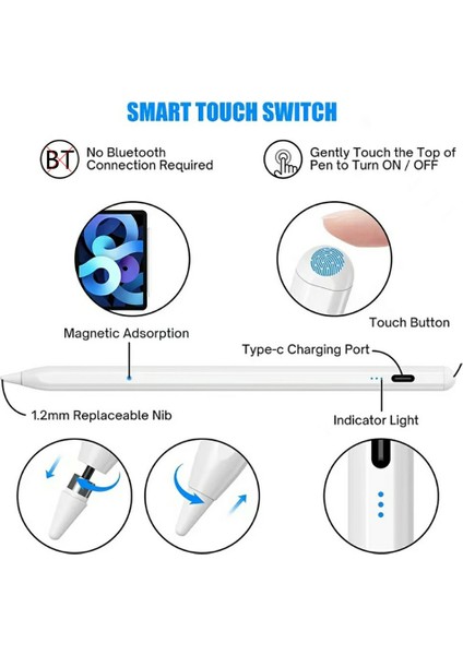 KD503A Pil Göstergeli Evrensel Kalem Kapasitif Dokunmatik Ekran Kalemi Akıllı Telefonlar ve Tabletler Için (Yurt Dışından) modelleri