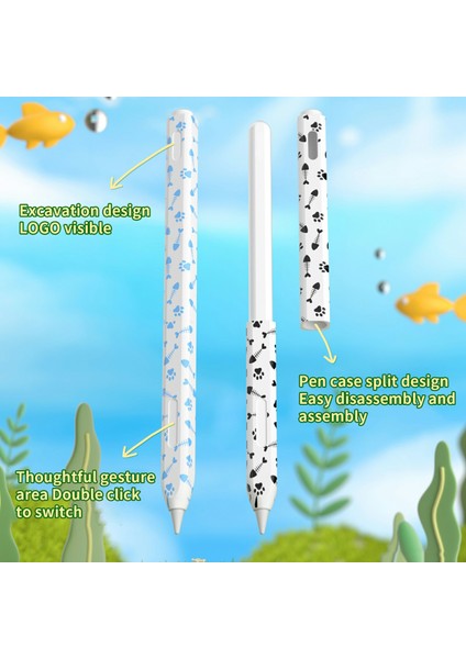 Apple Pencil (2. Nesil) Stylus Kılıfı Balık Kılçığı Dokulu Silikon Kılıf Kalem Koruyucu Kılıf-Pembe (Yurt Dışından)