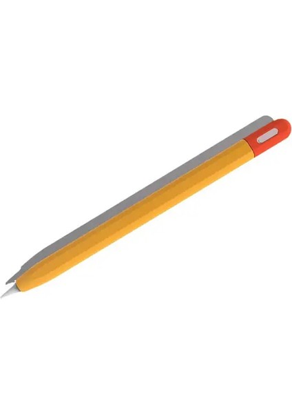 Apple Pencil (Usb-C) Için Kontrast Renkli Silikon Koruyucu Kılıf Stylus Kalem Düşmeye Lı Kapak-Turuncu (Yurt Dışından)