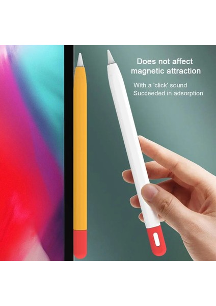 Apple Pencil (Usb-C) Için Kontrast Renkli Silikon Koruyucu Kılıf Stylus Kalem Düşmeye Lı Kapak-Turuncu (Yurt Dışından)