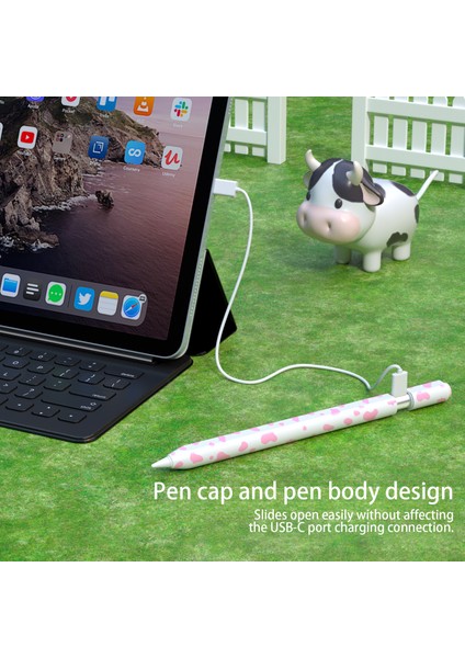 Apple Pencil (Usb-C) Silikon Kılıf Inek Desenli Stylus Kalem Koruyucu Kılıf Kapağı-Sarı (Yurt Dışından)